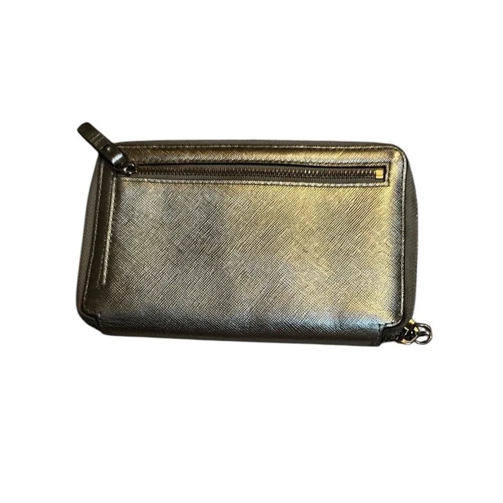 Kate Spade‎ New York Metallic Gold Saffiano Leather Zip Wallet